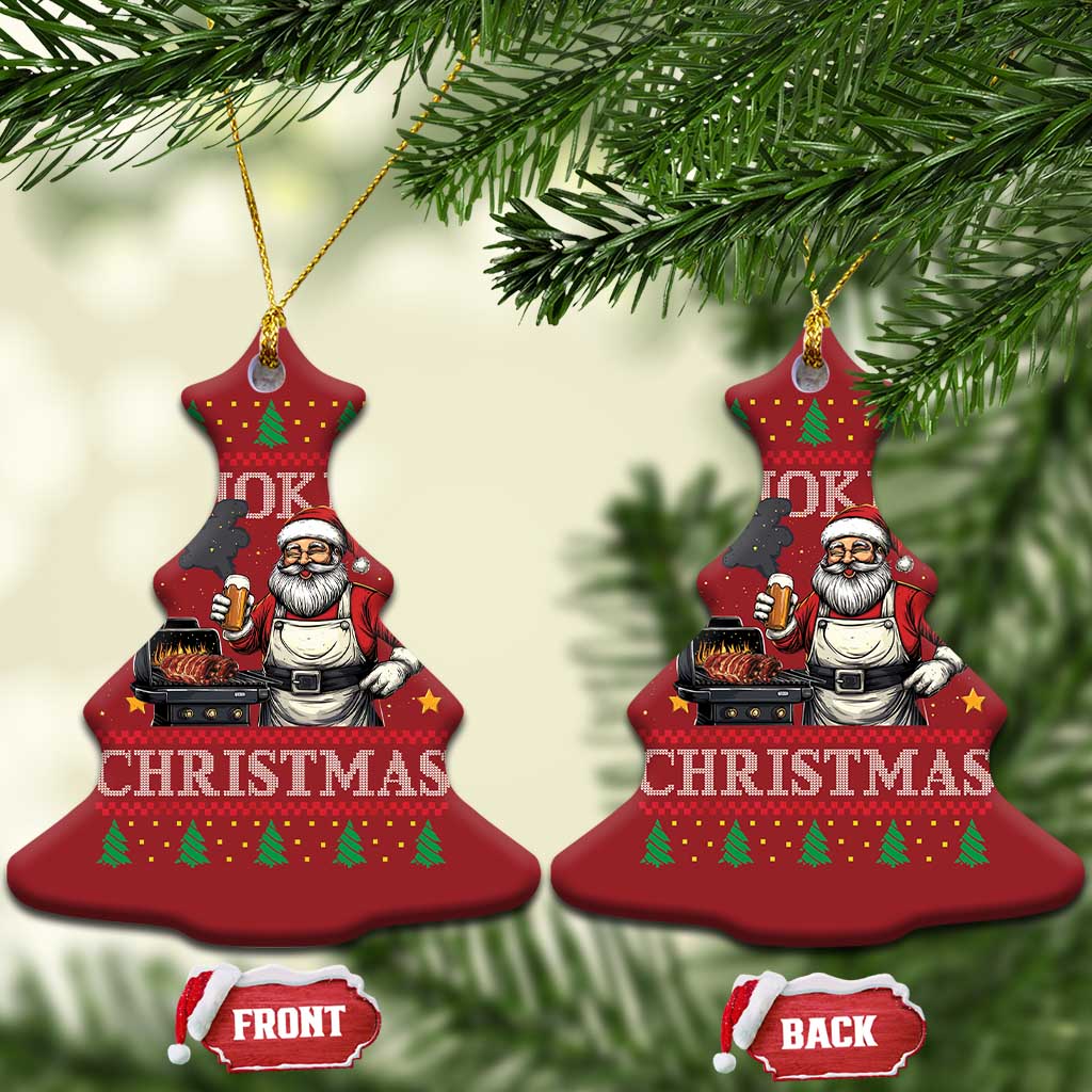 Funny Xmas Grilling Christmas Ornament Smokey Xmas BBQ Santa Grill Roast On Smoker TS09