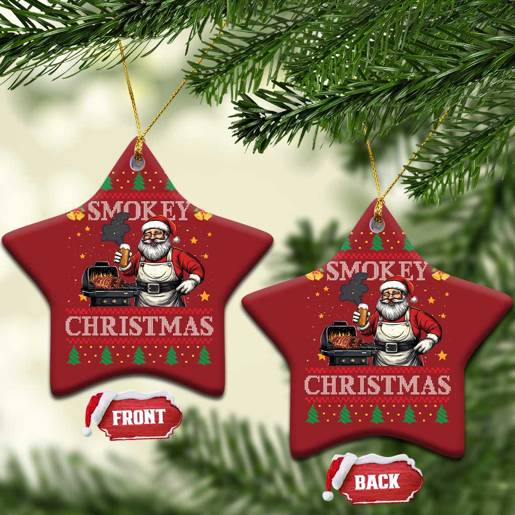 Funny Xmas Grilling Christmas Ornament Smokey Xmas BBQ Santa Grill Roast On Smoker TS09