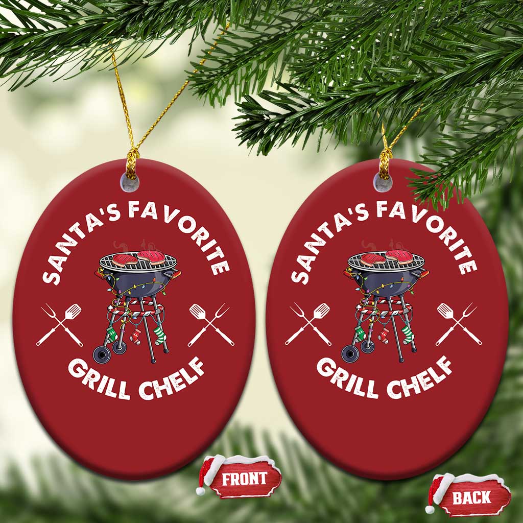 Funny Xmas Grilling Christmas Ornament Santa's Favorite Grill Chelf BBQ TS09