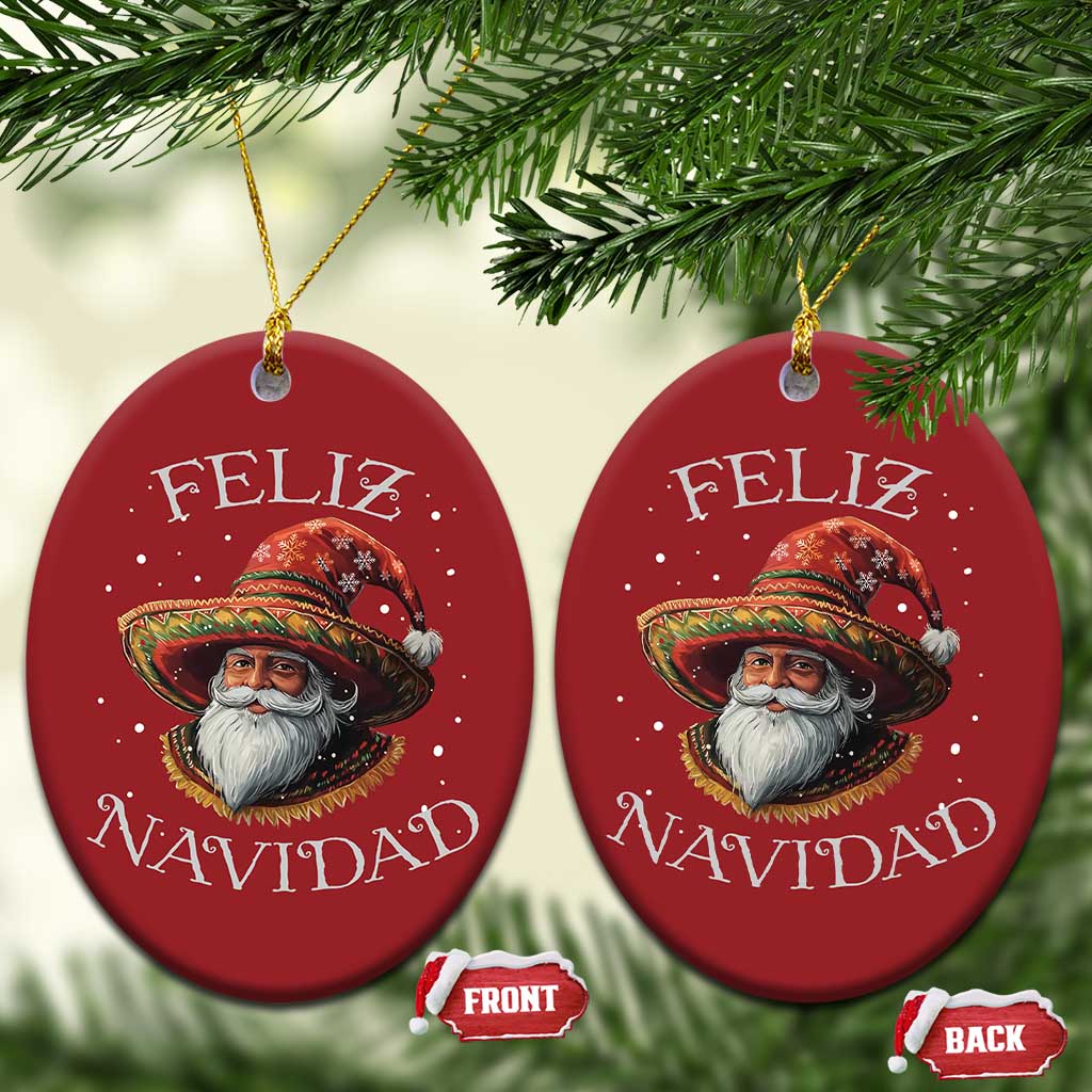 Funny Mexico Xmas Christmas Ornament Santa Sombrero Feliz Navidad TS09