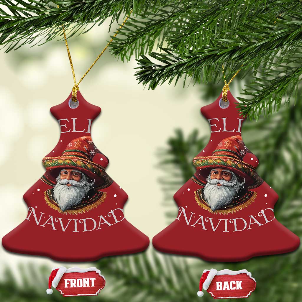 Funny Mexico Xmas Christmas Ornament Santa Sombrero Feliz Navidad TS09