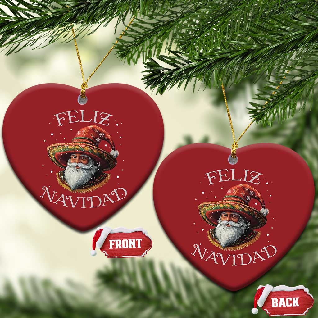 Funny Mexico Xmas Christmas Ornament Santa Sombrero Feliz Navidad TS09