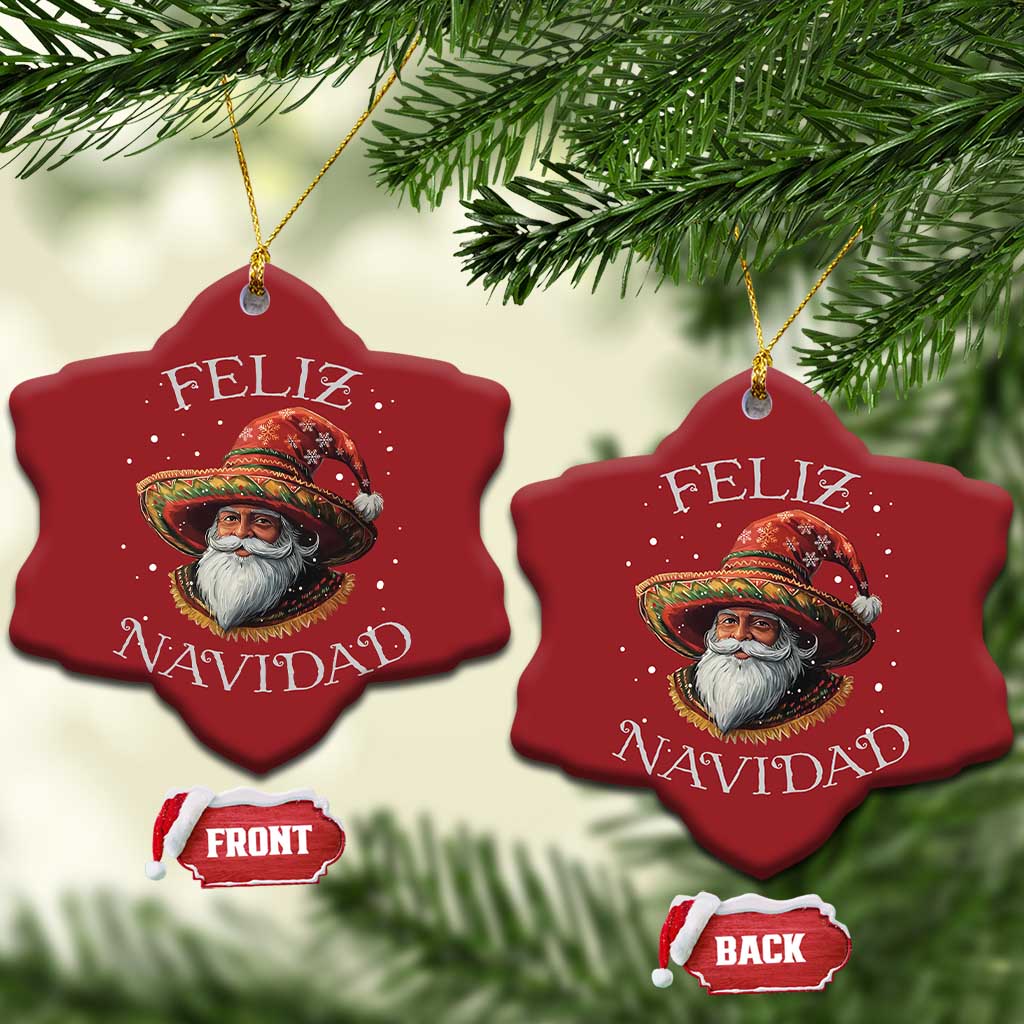 Funny Mexico Xmas Christmas Ornament Santa Sombrero Feliz Navidad TS09
