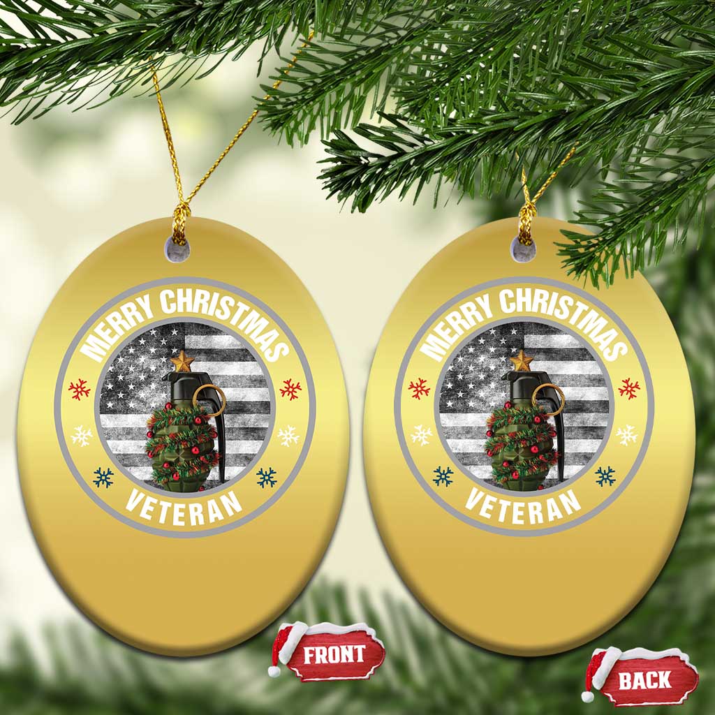 Merry Xmas Veteran Christmas Ornament Grenade Christmas Tree America Flag Patriotic TS09
