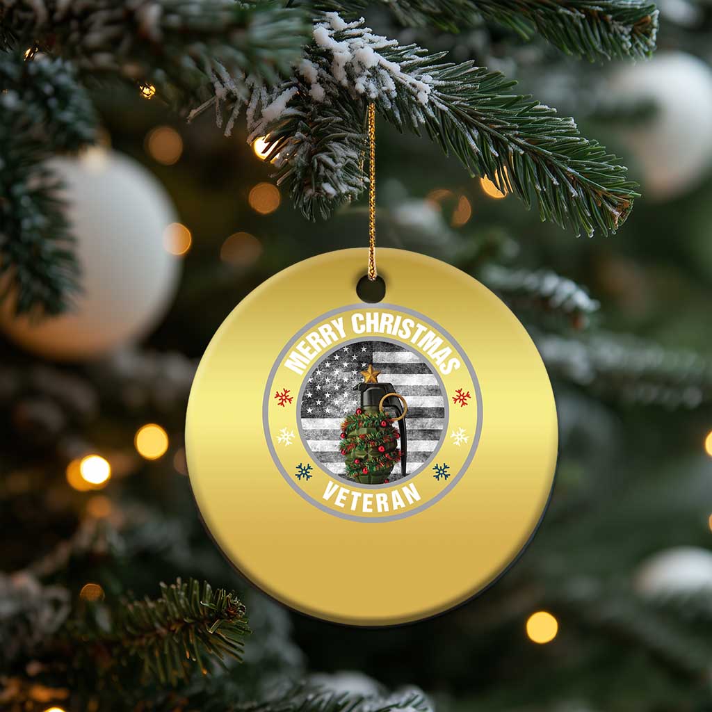 Merry Xmas Veteran Christmas Ornament Grenade Christmas Tree America Flag Patriotic TS09