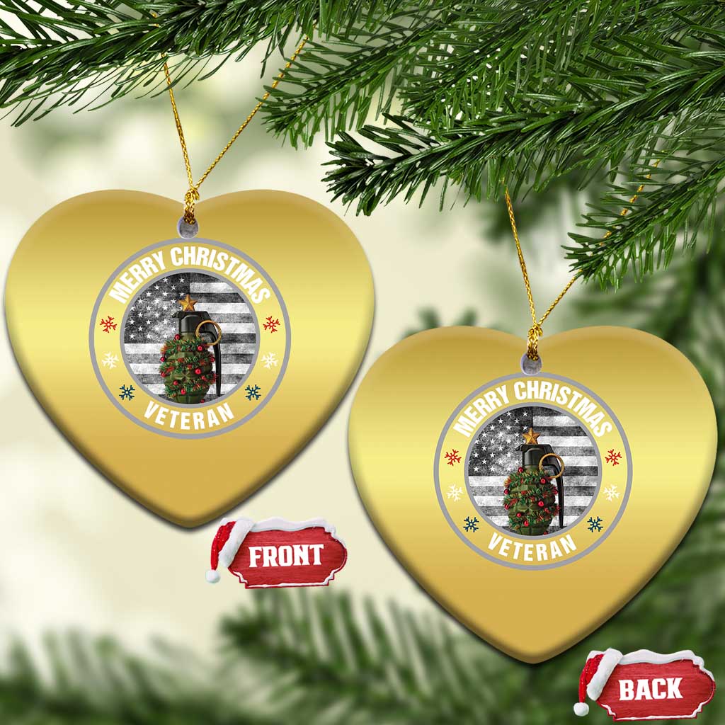 Merry Xmas Veteran Christmas Ornament Grenade Christmas Tree America Flag Patriotic TS09