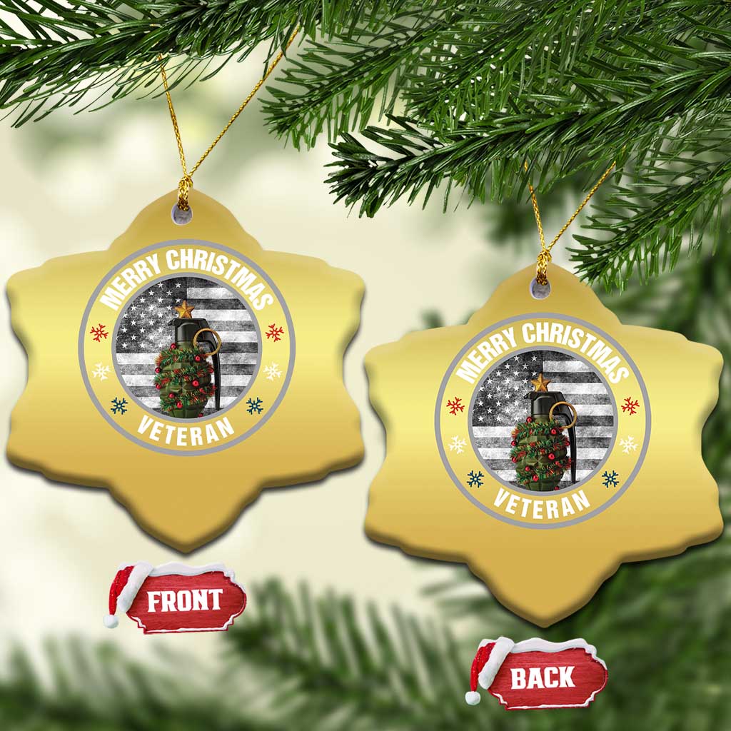 Merry Xmas Veteran Christmas Ornament Grenade Christmas Tree America Flag Patriotic TS09