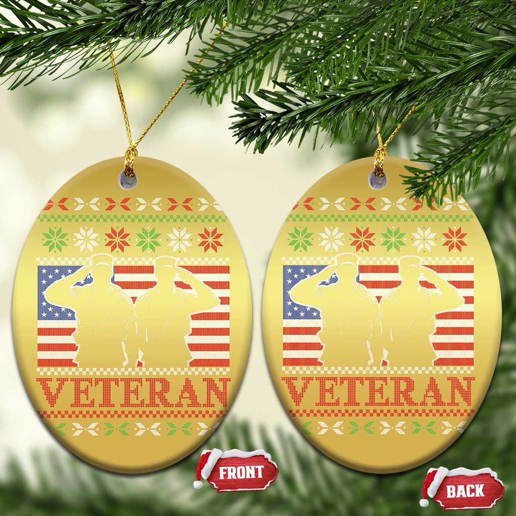 Xmas Veteran Christmas Ornament Soldier America Flag Patriotic TS09