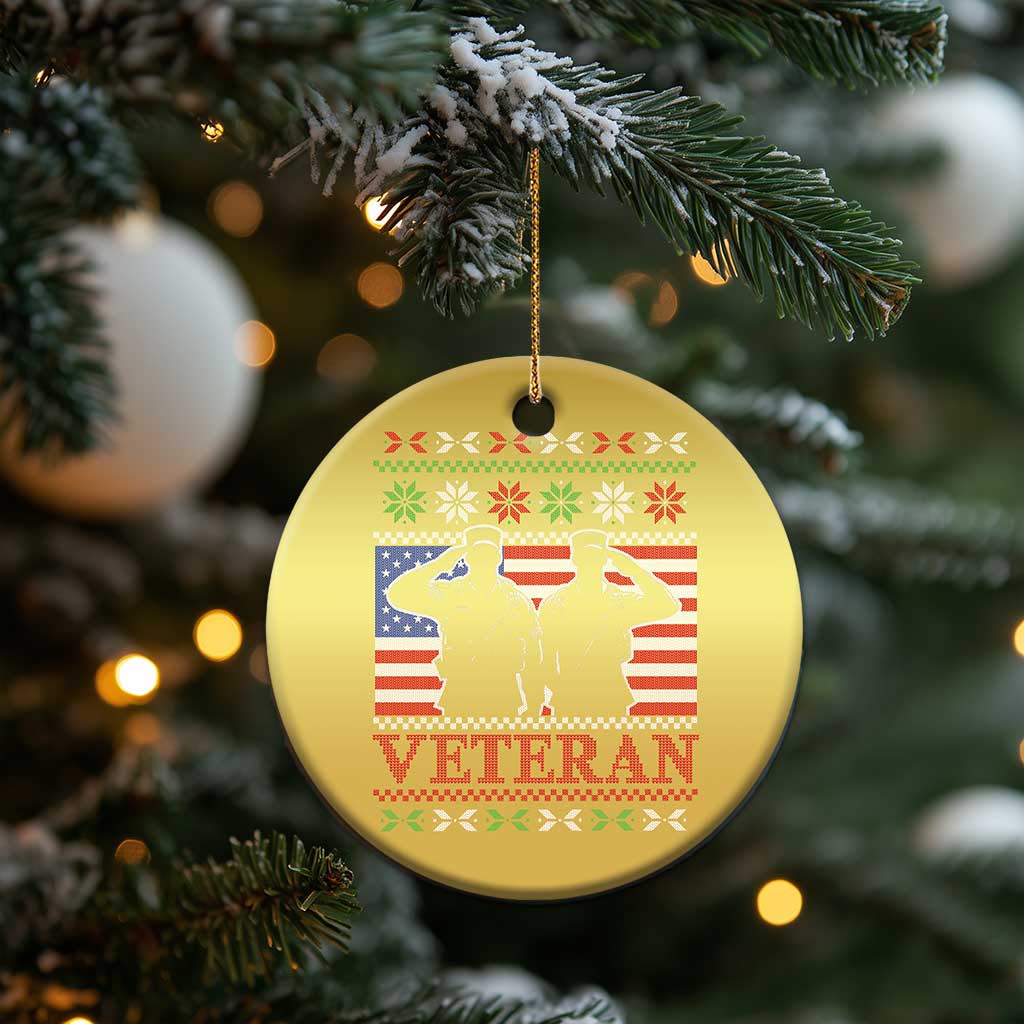 Xmas Veteran Christmas Ornament Soldier America Flag Patriotic TS09
