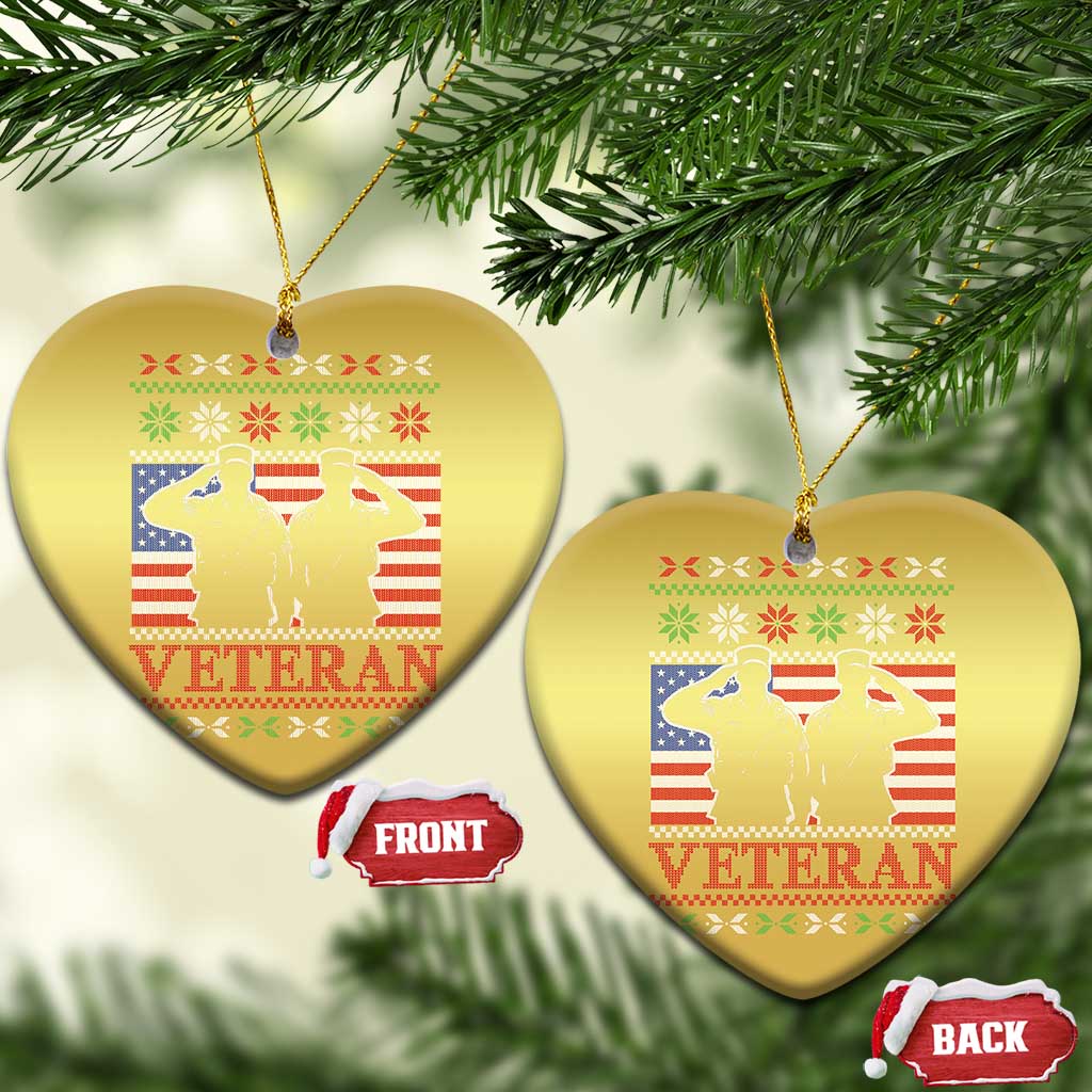 Xmas Veteran Christmas Ornament Soldier America Flag Patriotic TS09