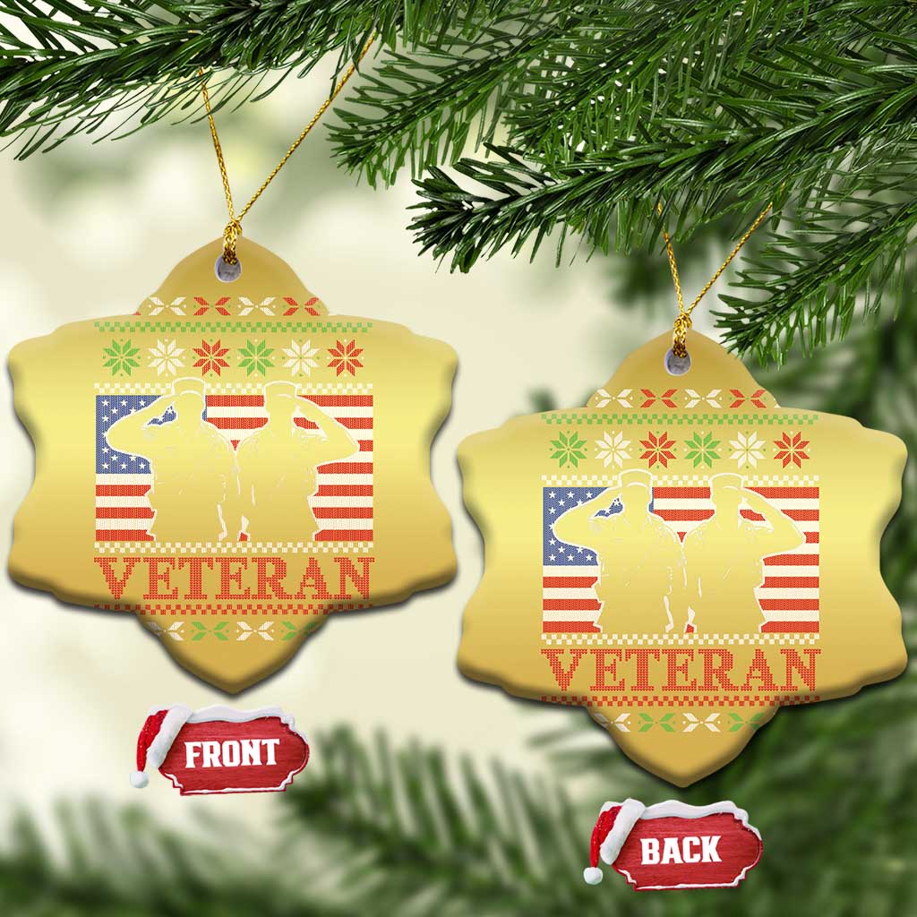 Xmas Veteran Christmas Ornament Soldier America Flag Patriotic TS09