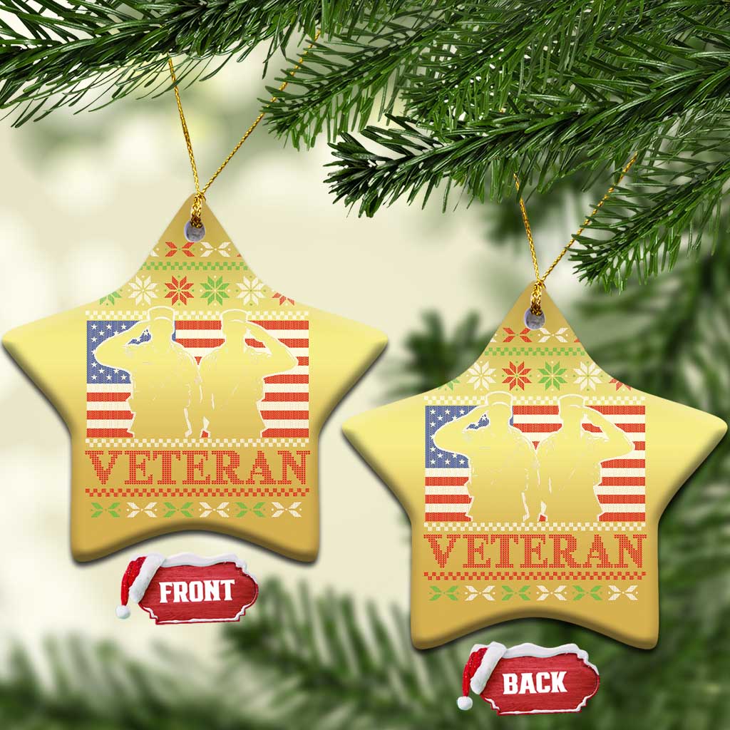 Xmas Veteran Christmas Ornament Soldier America Flag Patriotic TS09