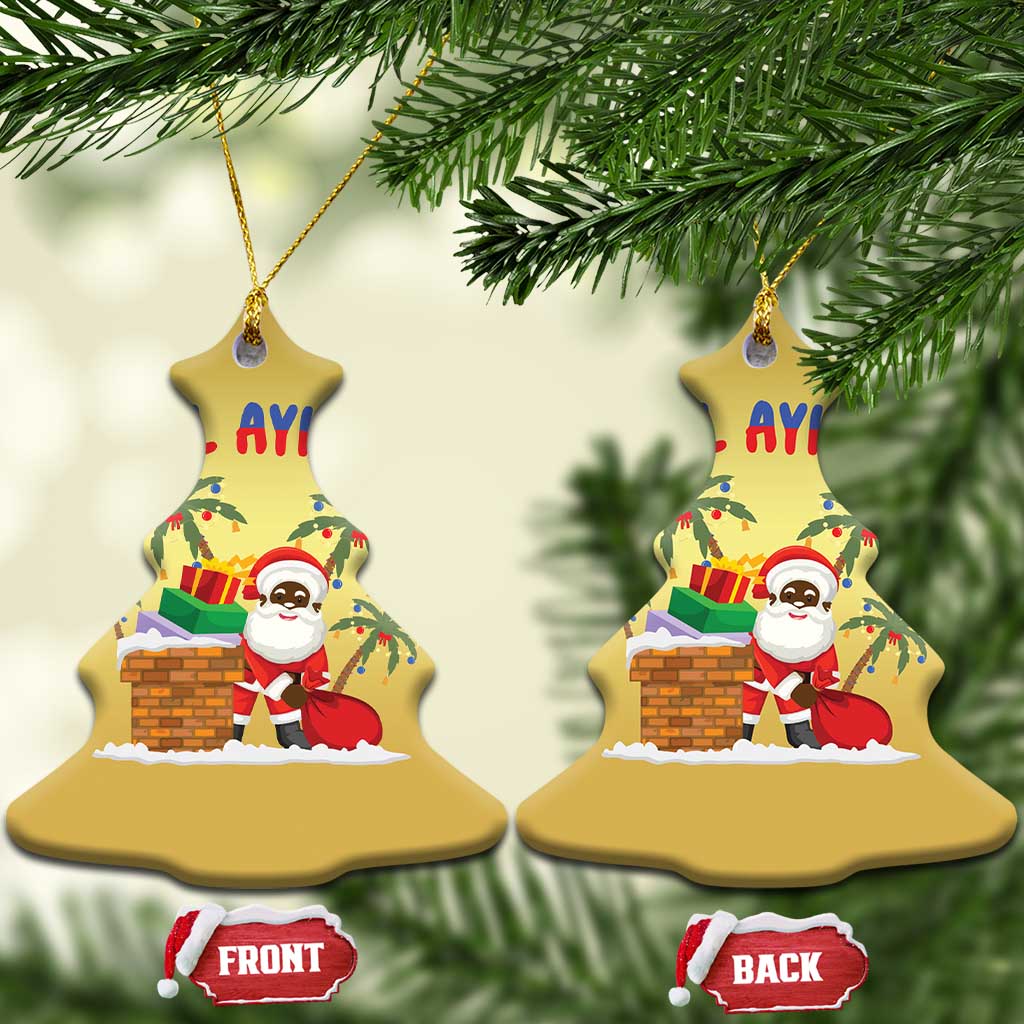 Funny Haitian Xmas Christmas Ornament Nwel Ayisen Creole Santa Palm Tree TS09