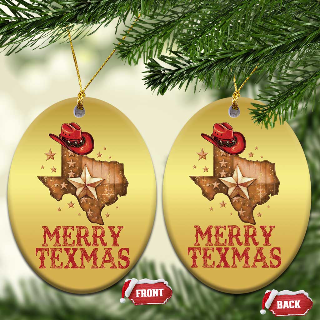 Xmas In Texas Christmas Ornament Merry Texmas Santa Cowboy Hat TS09