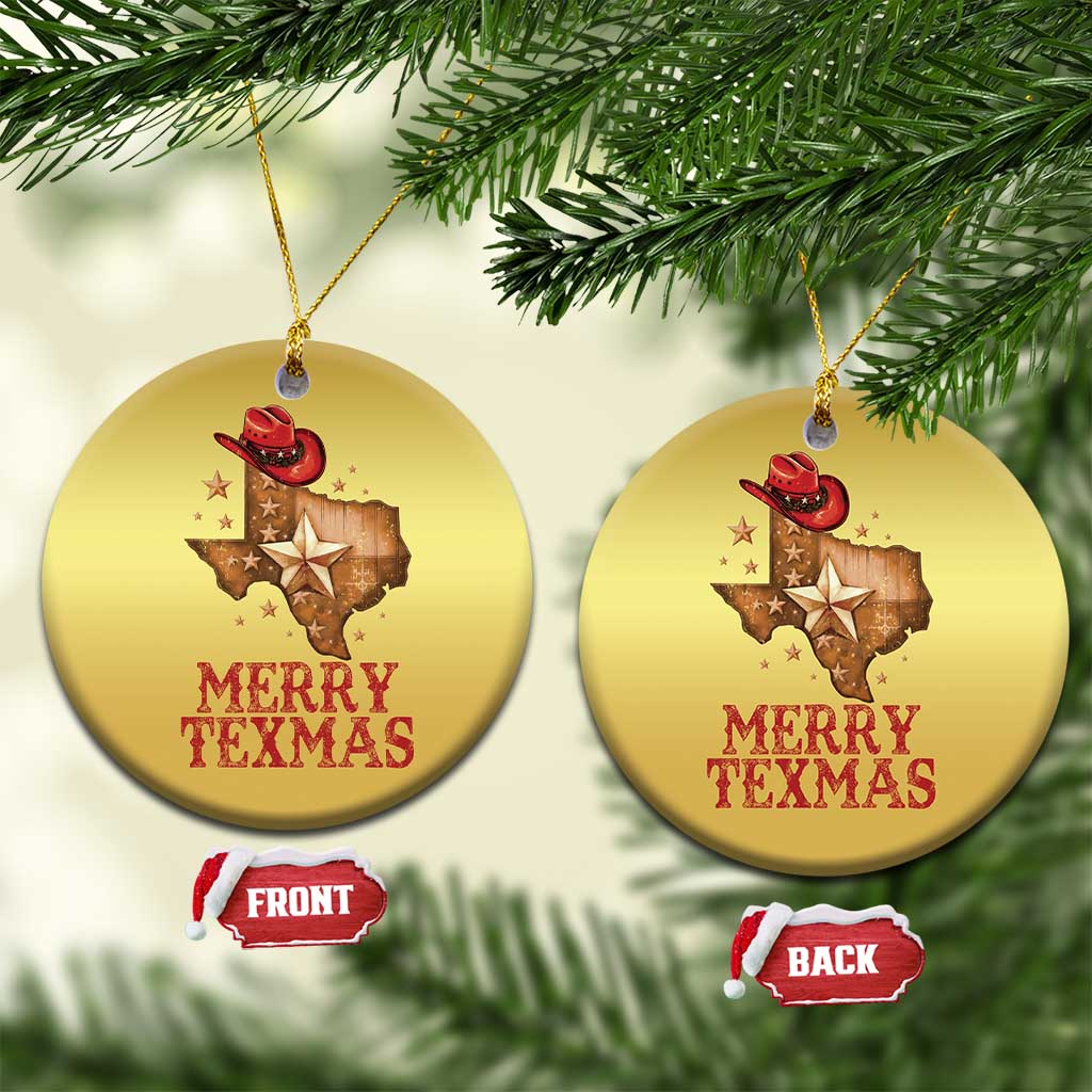 Xmas In Texas Christmas Ornament Merry Texmas Santa Cowboy Hat TS09