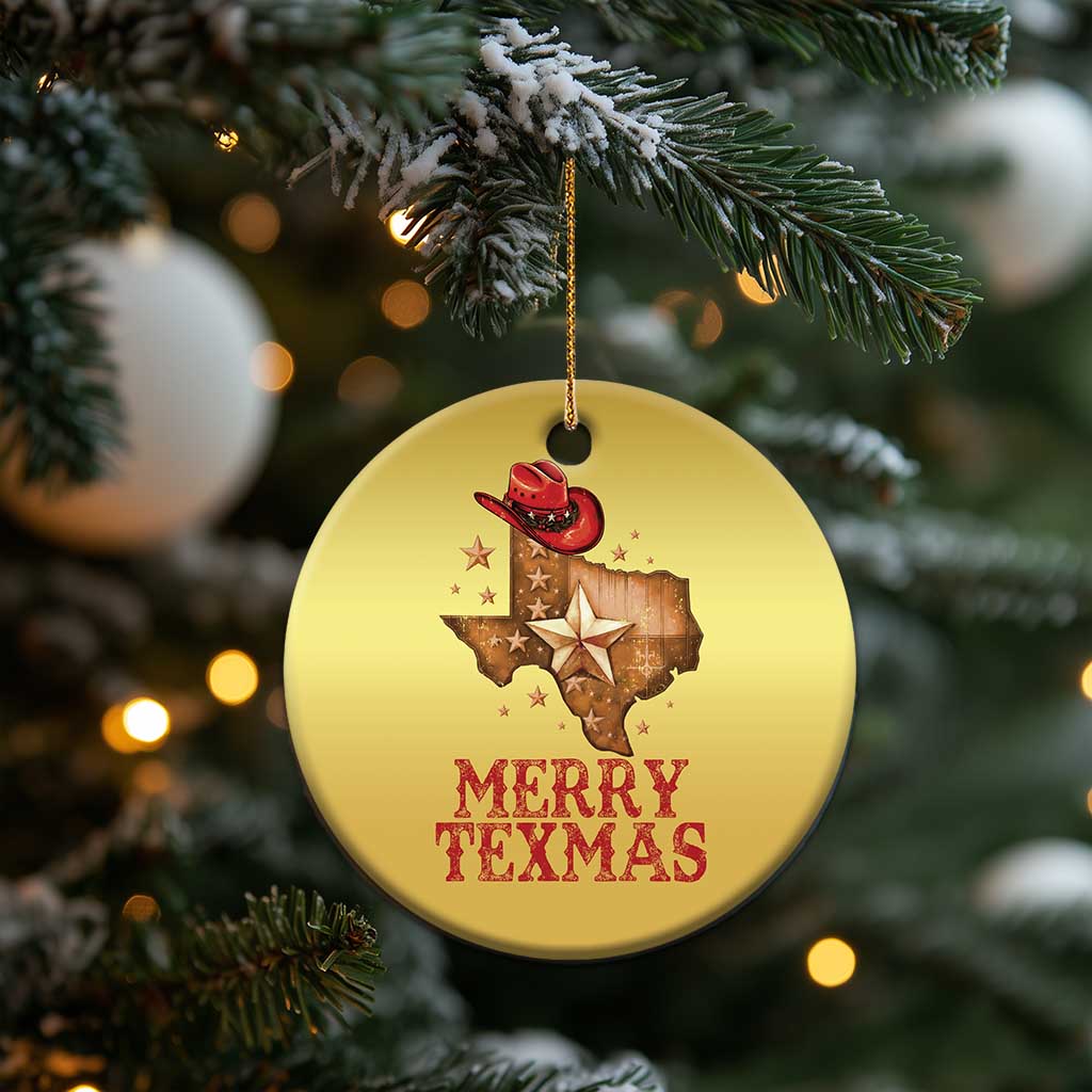 Xmas In Texas Christmas Ornament Merry Texmas Santa Cowboy Hat TS09