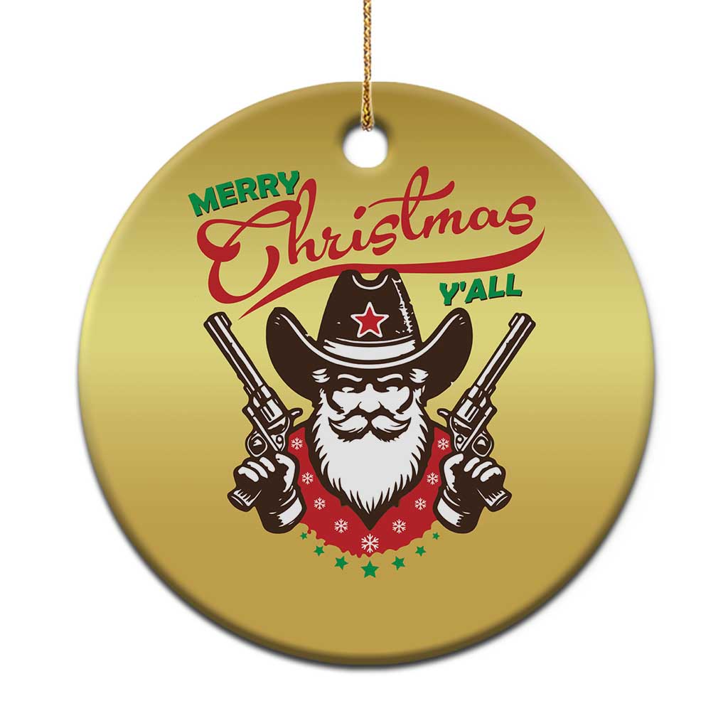 Merry Christmas Y'All Texas Cowboy Santa Christmas Ornament TS09