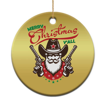 Merry Christmas Y'All Texas Cowboy Santa Christmas Ornament TS09