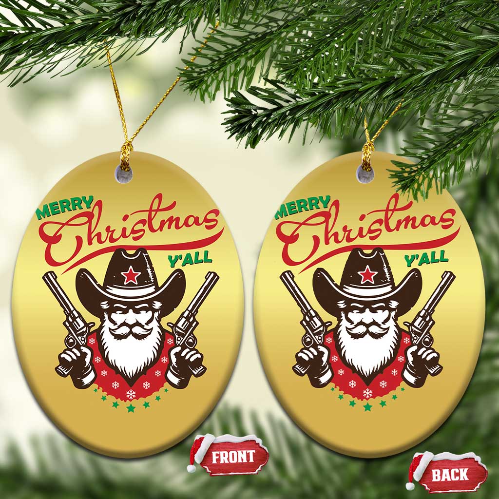Merry Christmas Y'All Texas Cowboy Santa Christmas Ornament TS09