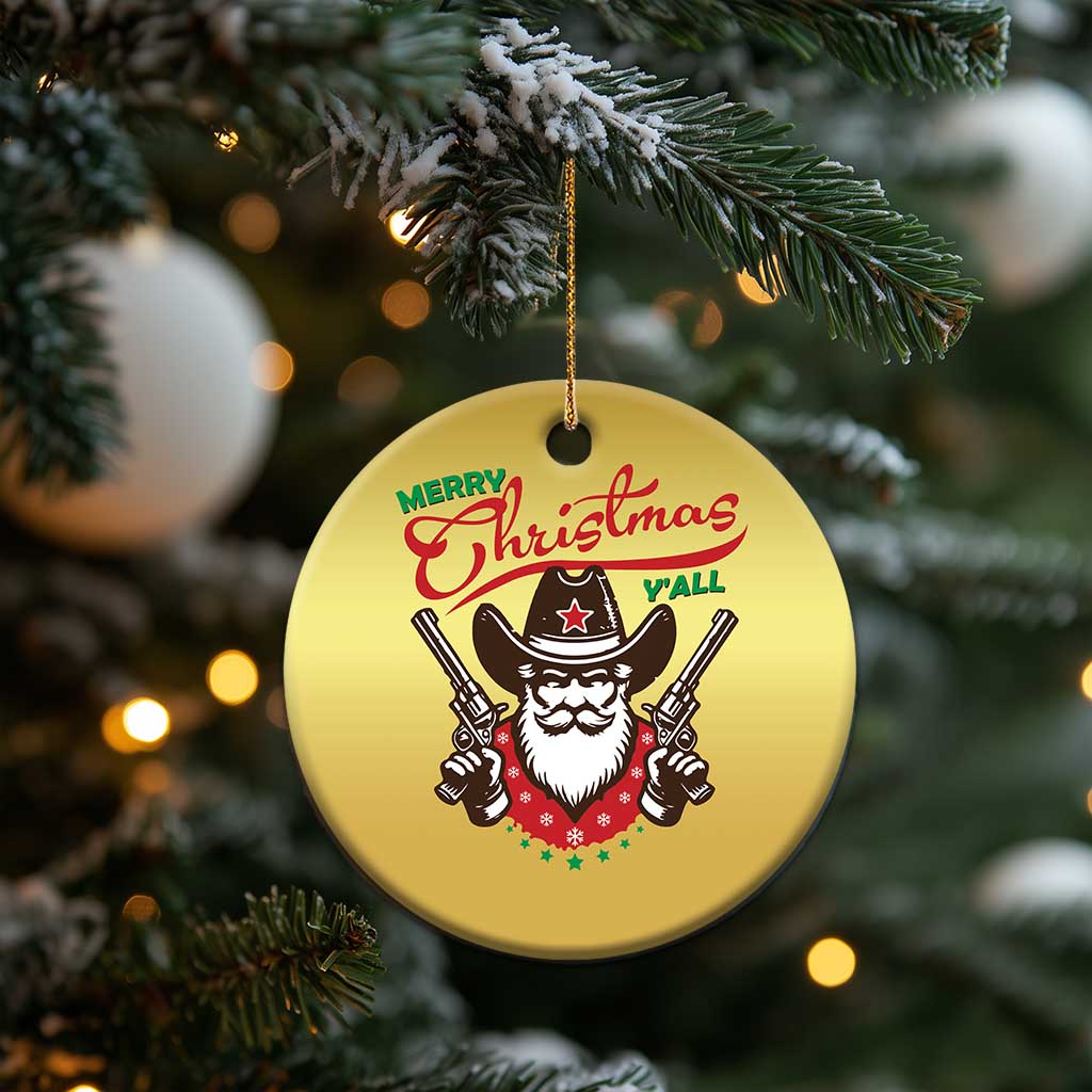 Merry Christmas Y'All Texas Cowboy Santa Christmas Ornament TS09