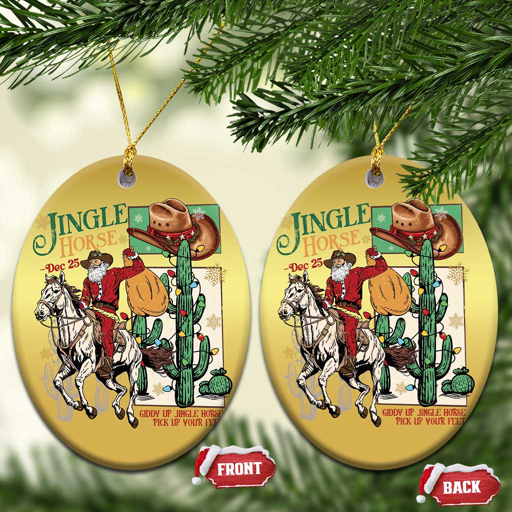 Western Xmas Christmas Ornament Jingle Horse Pick Up Your Feet Cowboy Santa Rider TS09