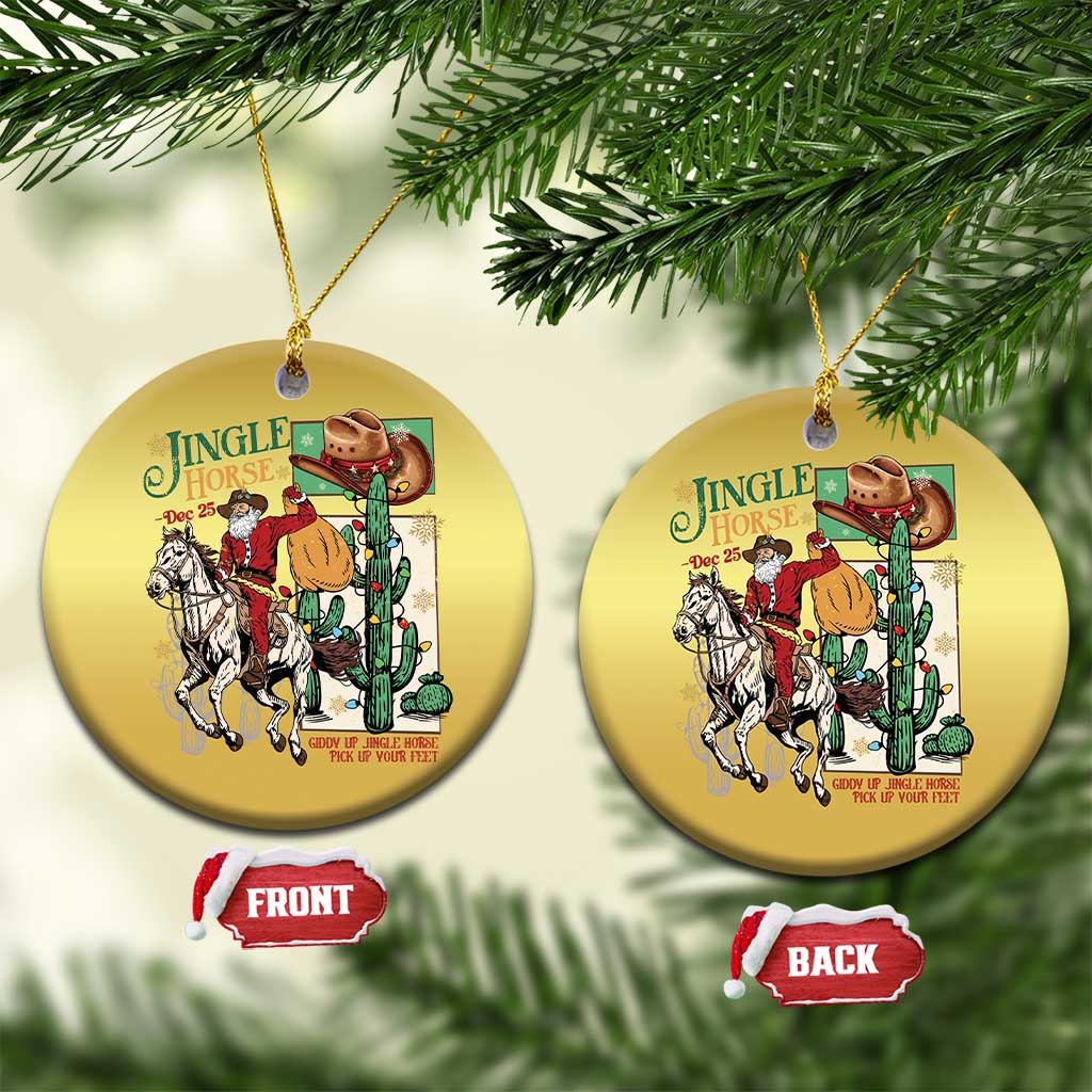 Western Xmas Christmas Ornament Jingle Horse Pick Up Your Feet Cowboy Santa Rider TS09