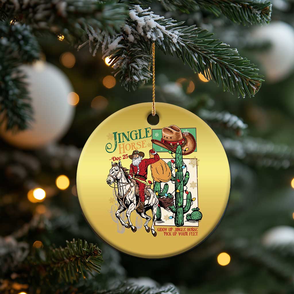 Western Xmas Christmas Ornament Jingle Horse Pick Up Your Feet Cowboy Santa Rider TS09