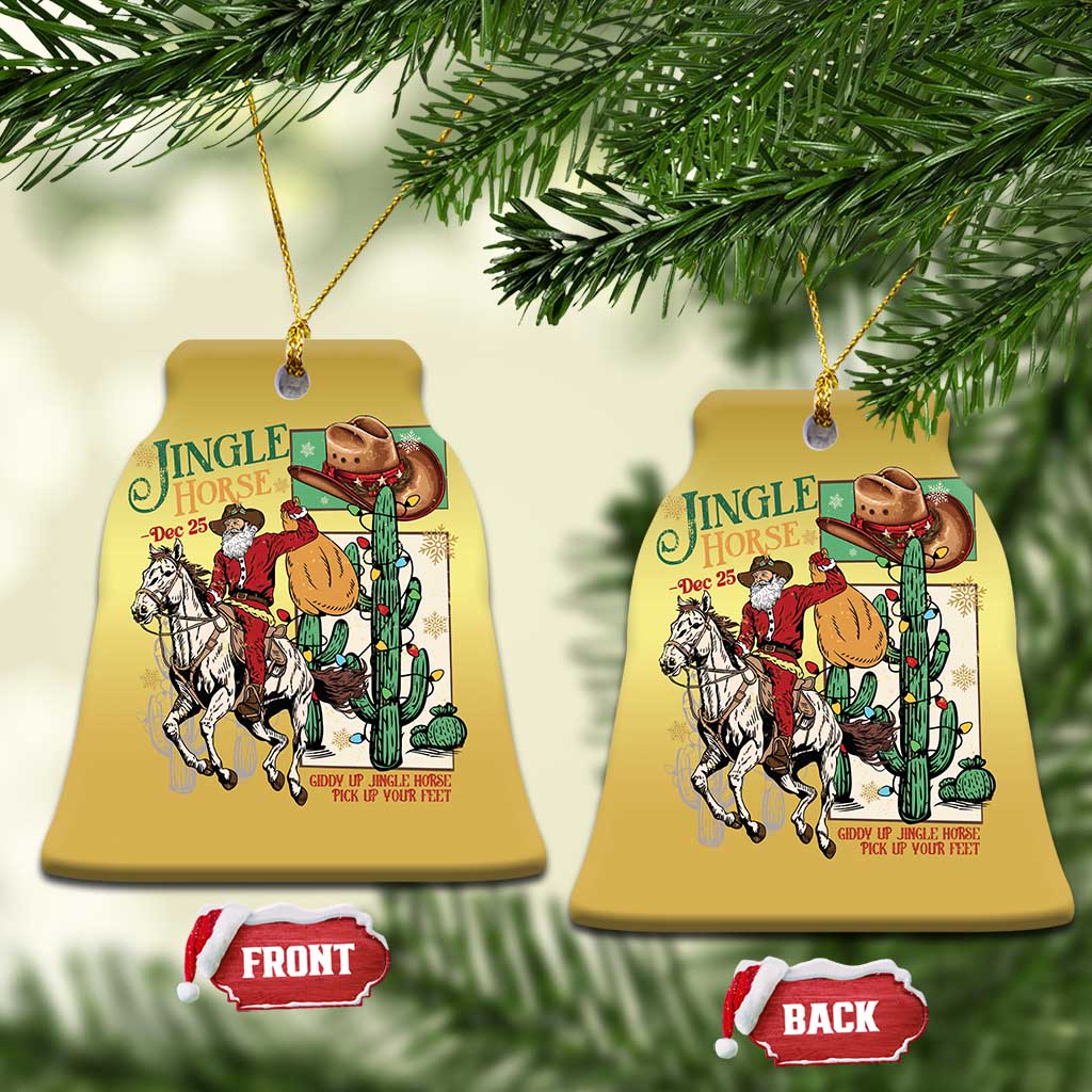 Western Xmas Christmas Ornament Jingle Horse Pick Up Your Feet Cowboy Santa Rider TS09