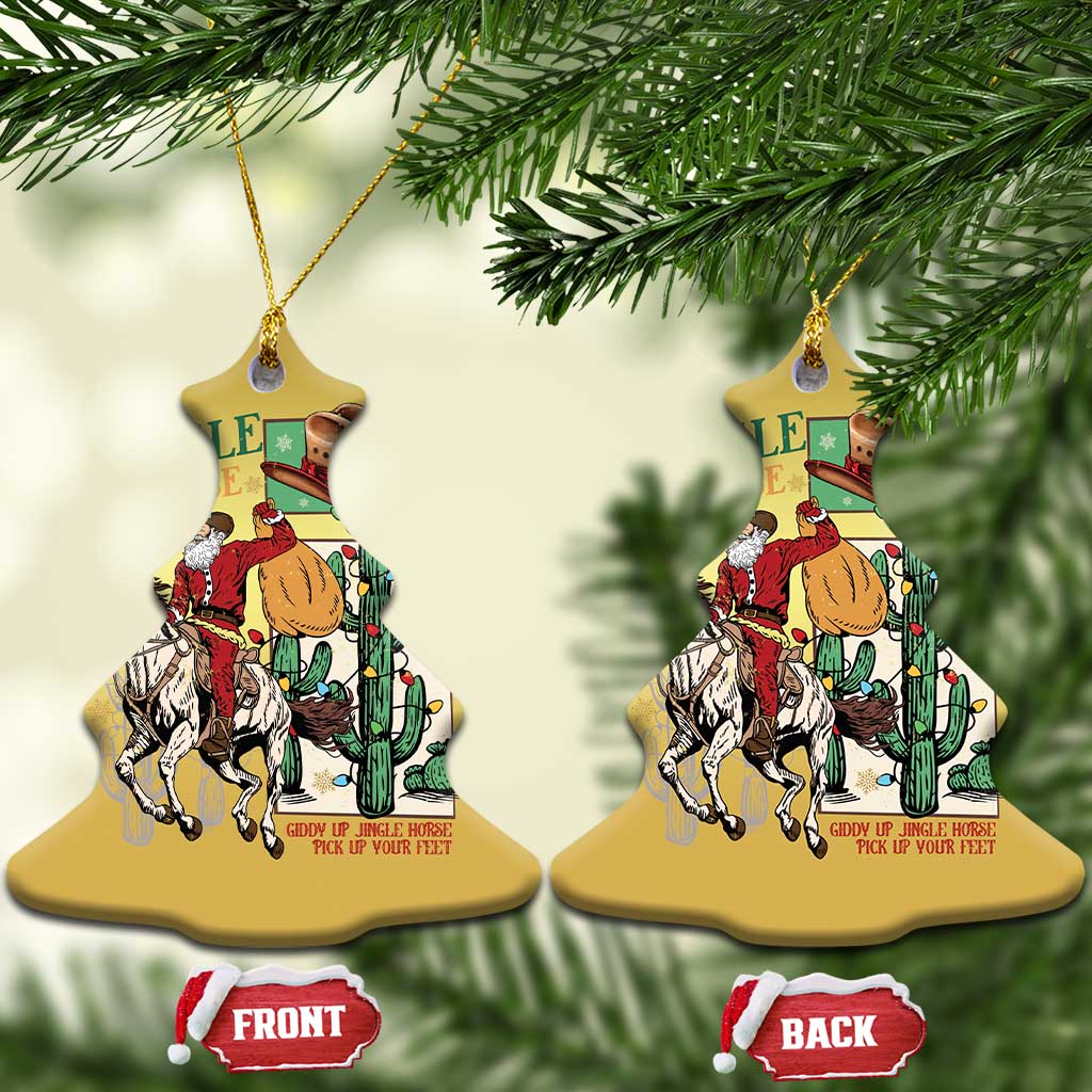 Western Xmas Christmas Ornament Jingle Horse Pick Up Your Feet Cowboy Santa Rider TS09