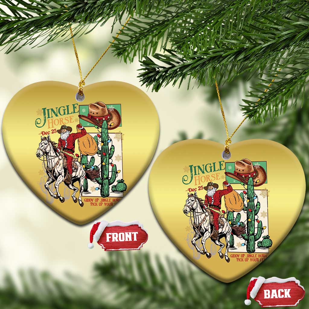 Western Xmas Christmas Ornament Jingle Horse Pick Up Your Feet Cowboy Santa Rider TS09