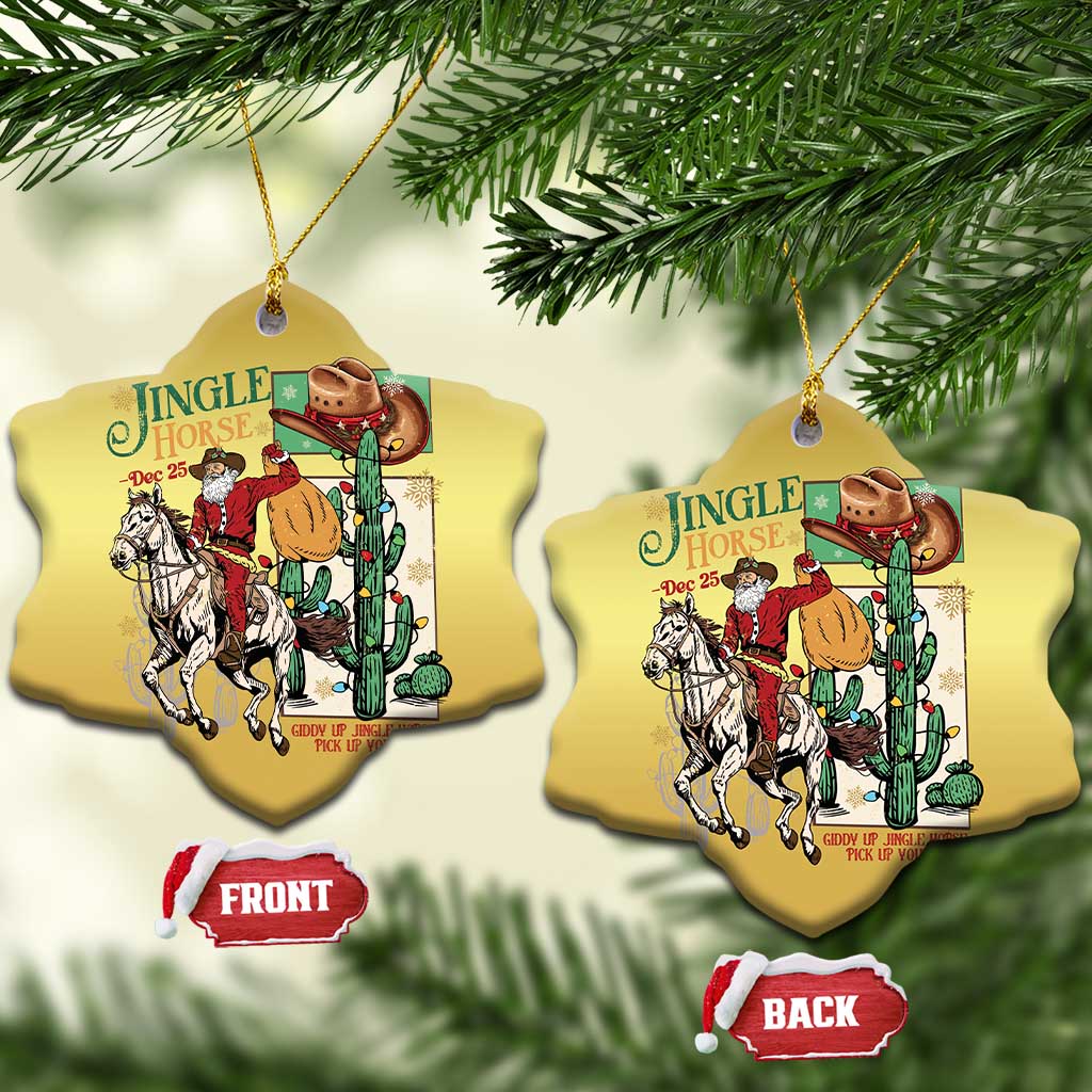 Western Xmas Christmas Ornament Jingle Horse Pick Up Your Feet Cowboy Santa Rider TS09