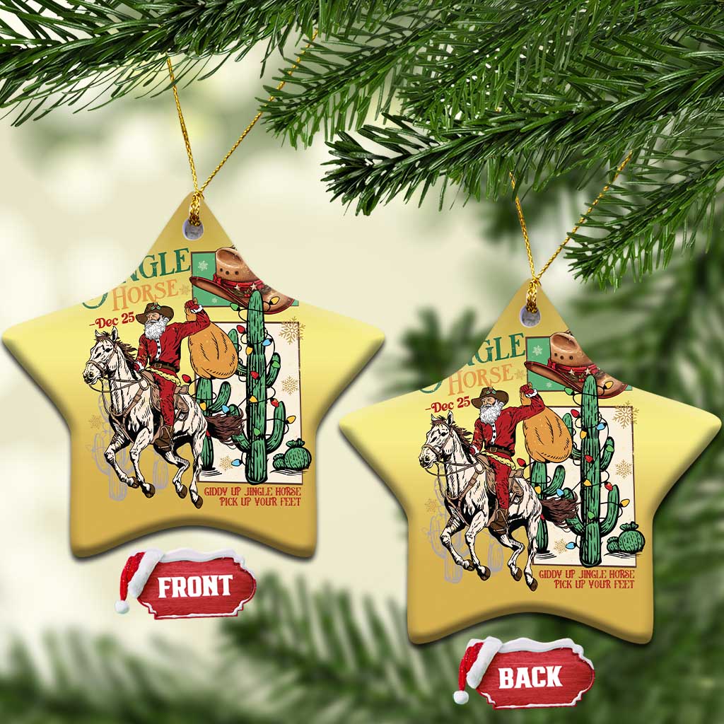 Western Xmas Christmas Ornament Jingle Horse Pick Up Your Feet Cowboy Santa Rider TS09