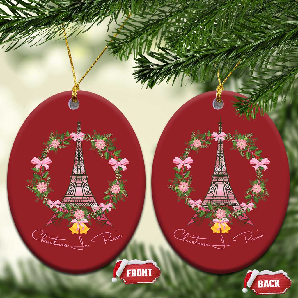 Joyeux Noel Eiffel Tower Christmas In Paris Christmas Ornament TS09