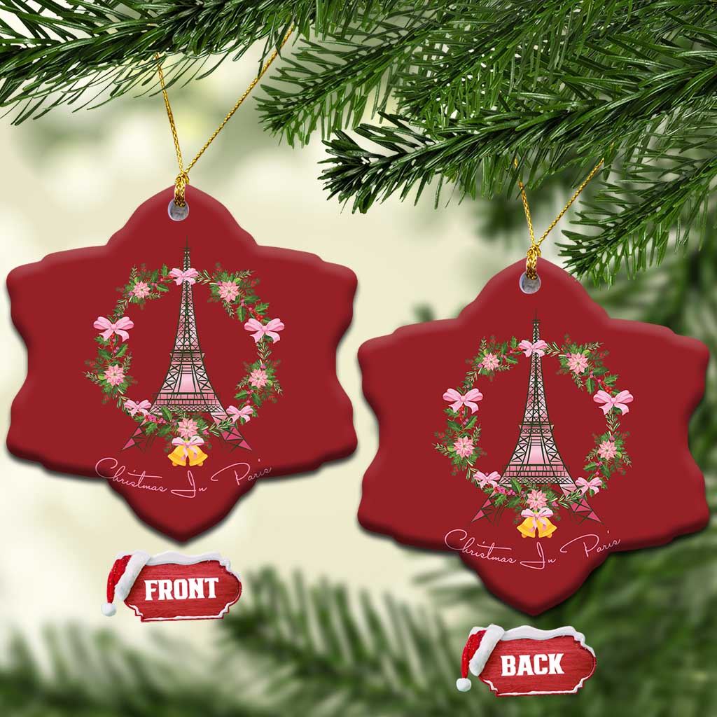 Joyeux Noel Eiffel Tower Christmas In Paris Christmas Ornament TS09