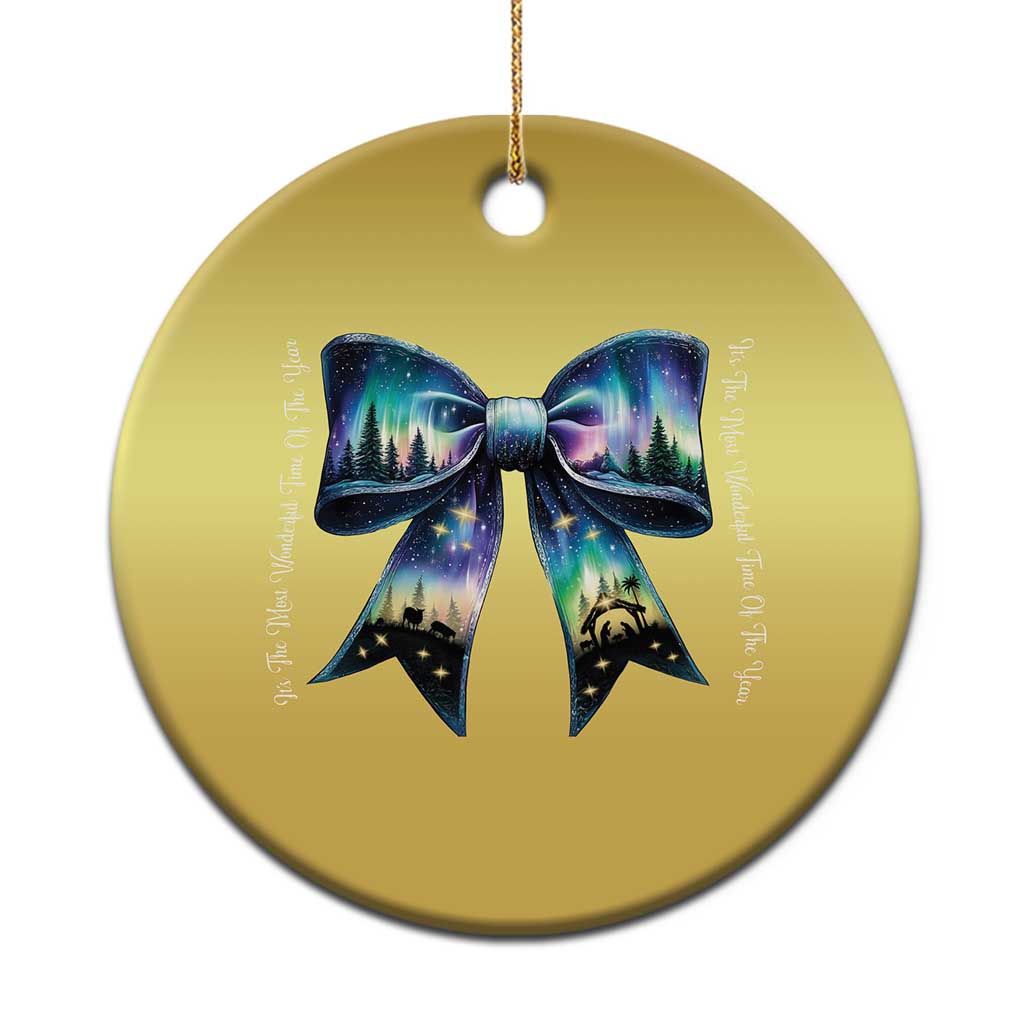 Christmas Alaska Aurora Christmas Ornament Christian Most Wonderful Time Of The Year Coquette Bow TS09