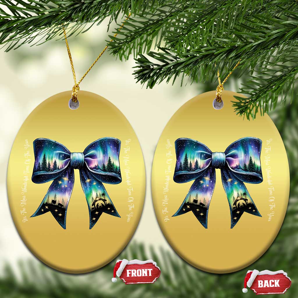 Christmas Alaska Aurora Christmas Ornament Christian Most Wonderful Time Of The Year Coquette Bow TS09