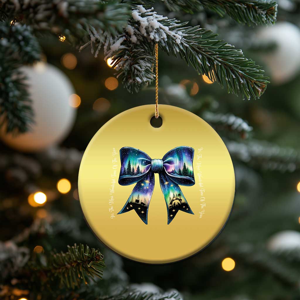 Christmas Alaska Aurora Christmas Ornament Christian Most Wonderful Time Of The Year Coquette Bow TS09
