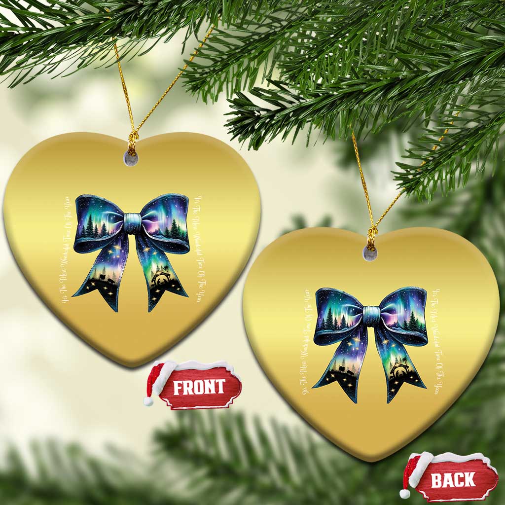 Christmas Alaska Aurora Christmas Ornament Christian Most Wonderful Time Of The Year Coquette Bow TS09