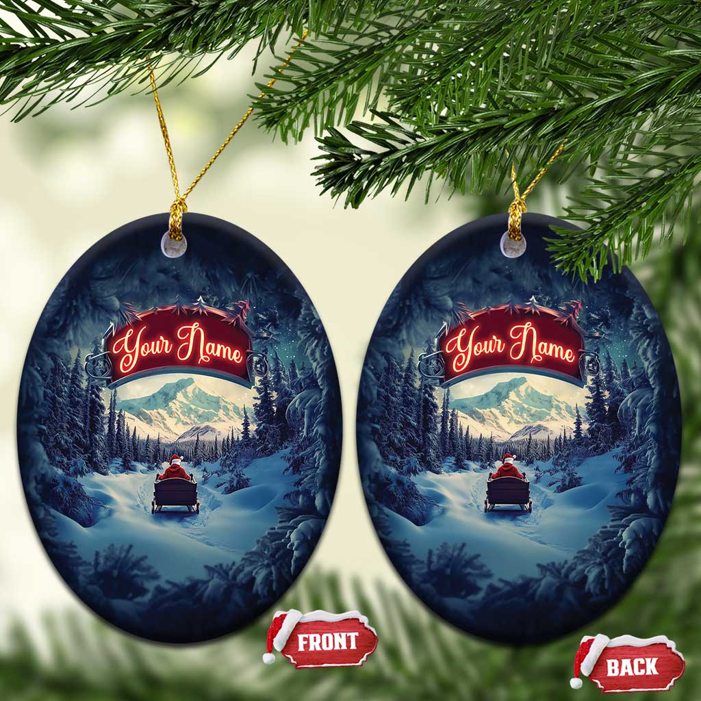 Personalize Santa Sleigh Christmas Ornament Custom Name Winter Snow Season TS09