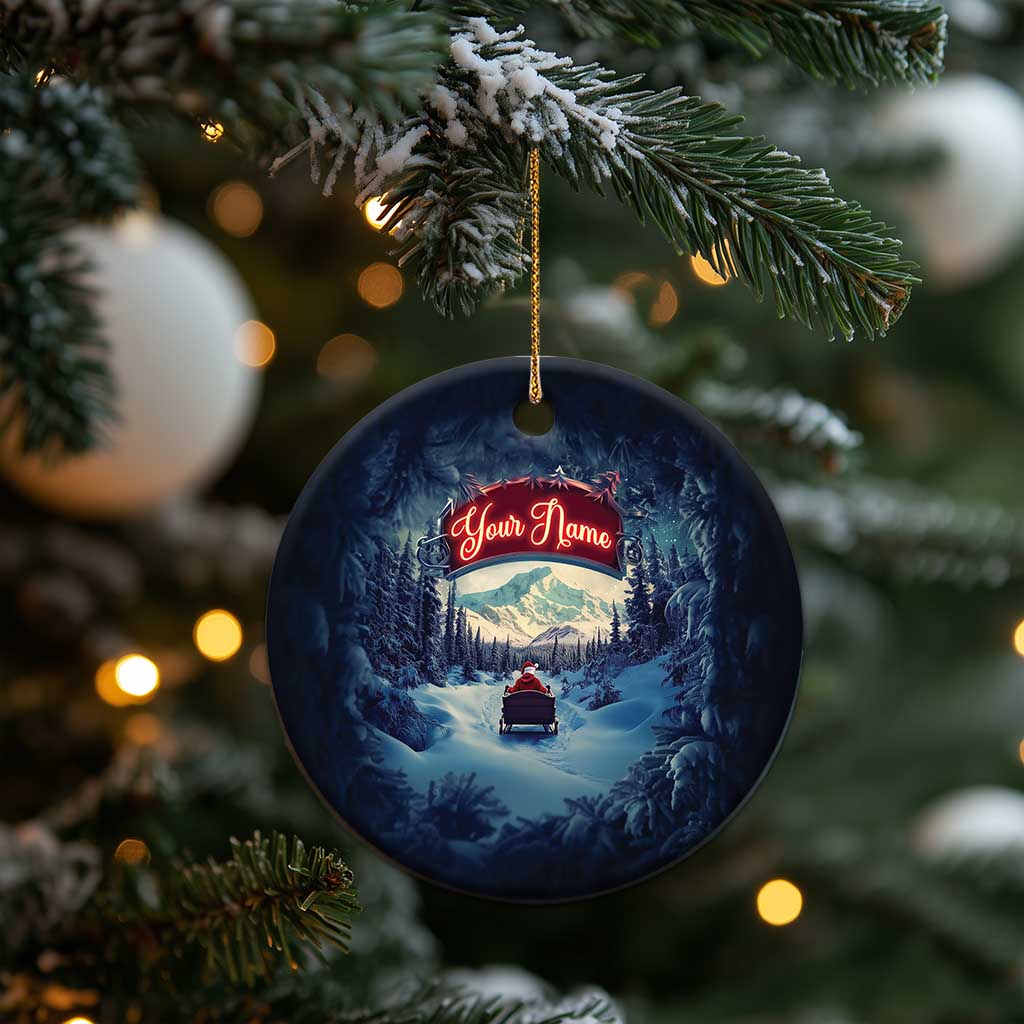 Personalize Santa Sleigh Christmas Ornament Custom Name Winter Snow Season TS09