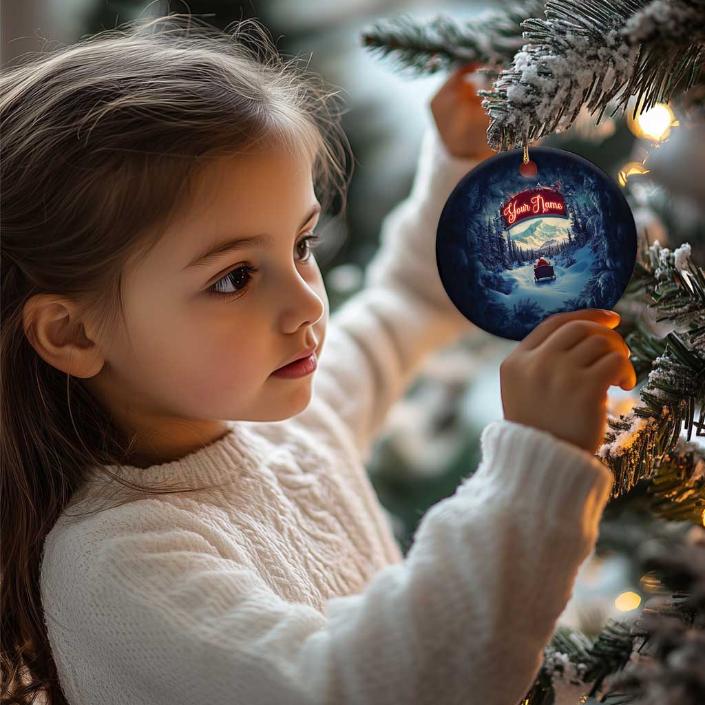 Personalize Santa Sleigh Christmas Ornament Custom Name Winter Snow Season TS09