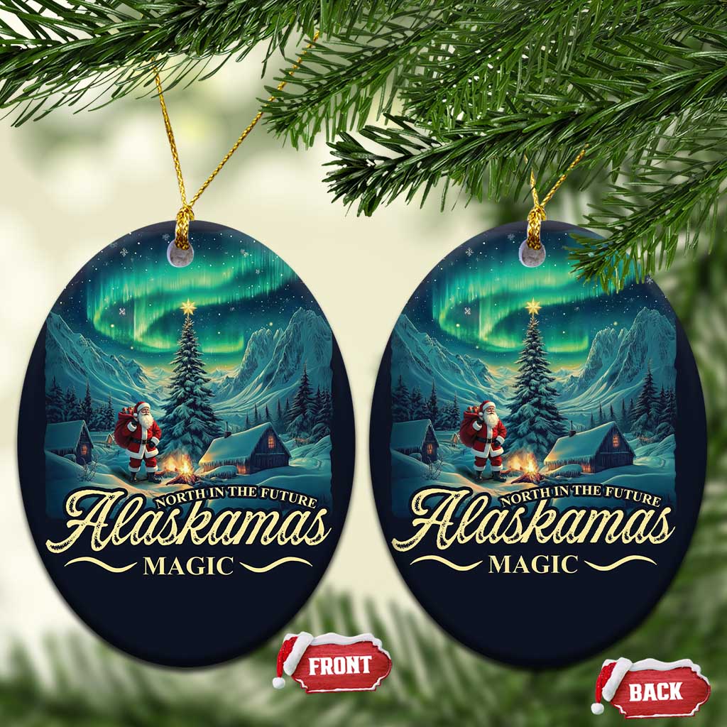 Xmas In Alaska Christmas Ornament Alaskamas Magic Aurora Santa TS09