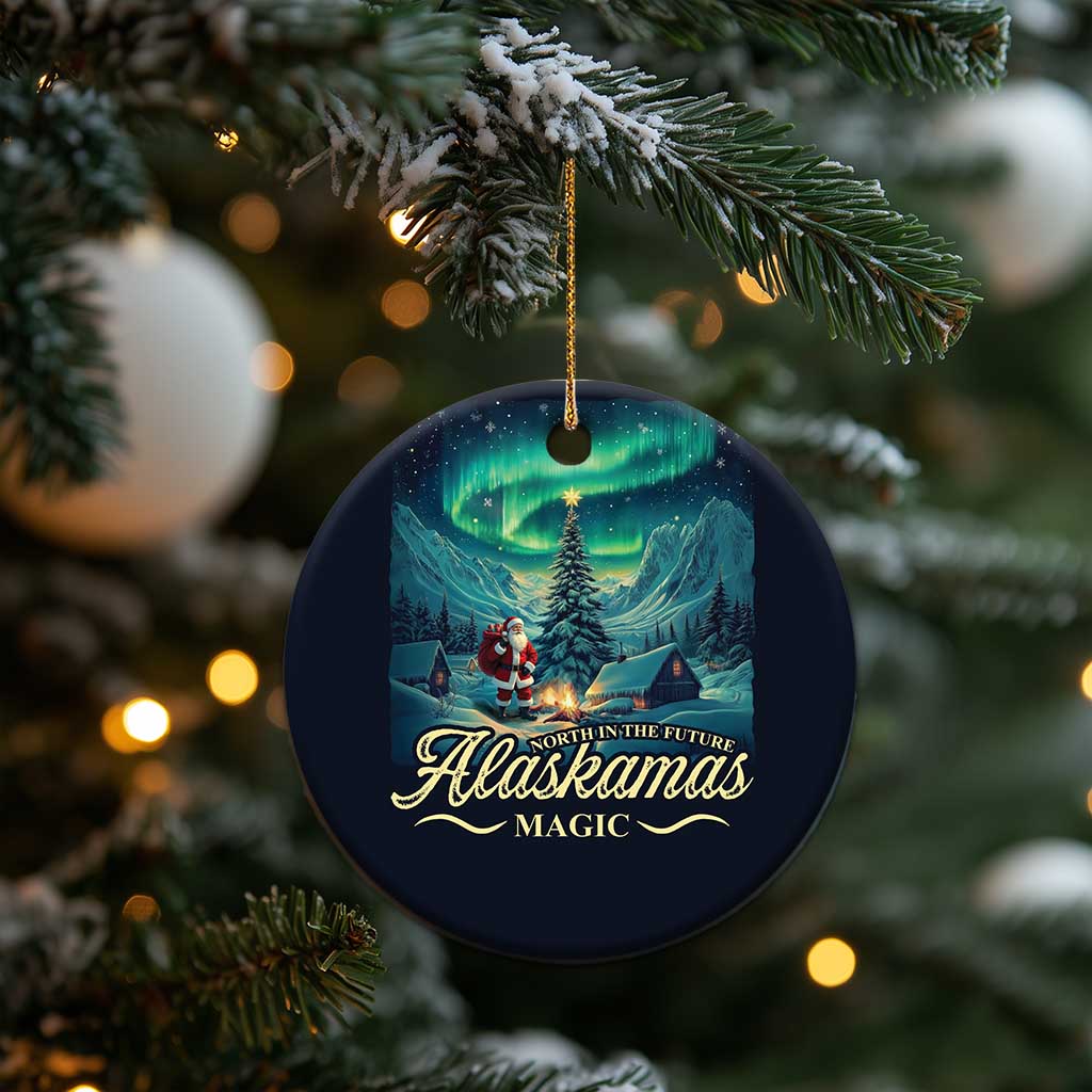 Xmas In Alaska Christmas Ornament Alaskamas Magic Aurora Santa TS09
