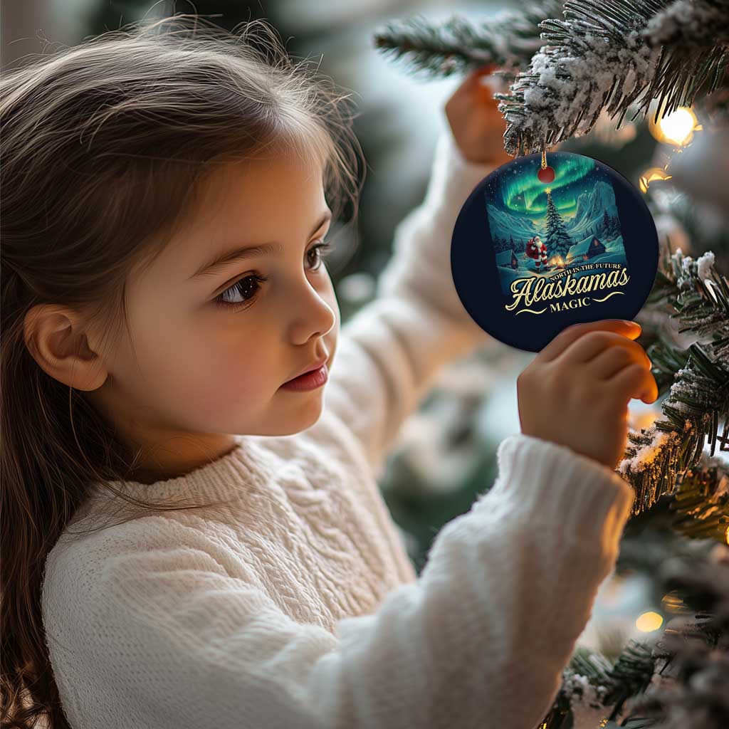 Xmas In Alaska Christmas Ornament Alaskamas Magic Aurora Santa TS09