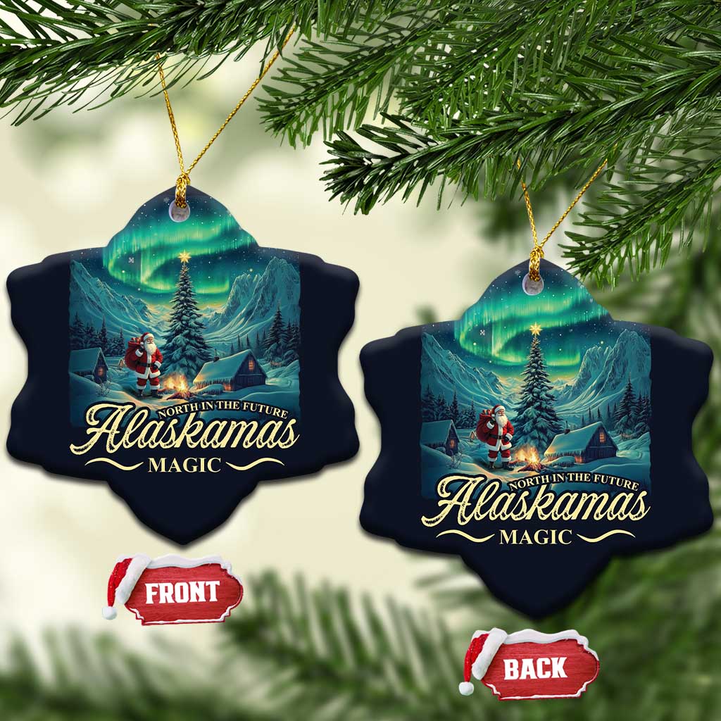 Xmas In Alaska Christmas Ornament Alaskamas Magic Aurora Santa TS09