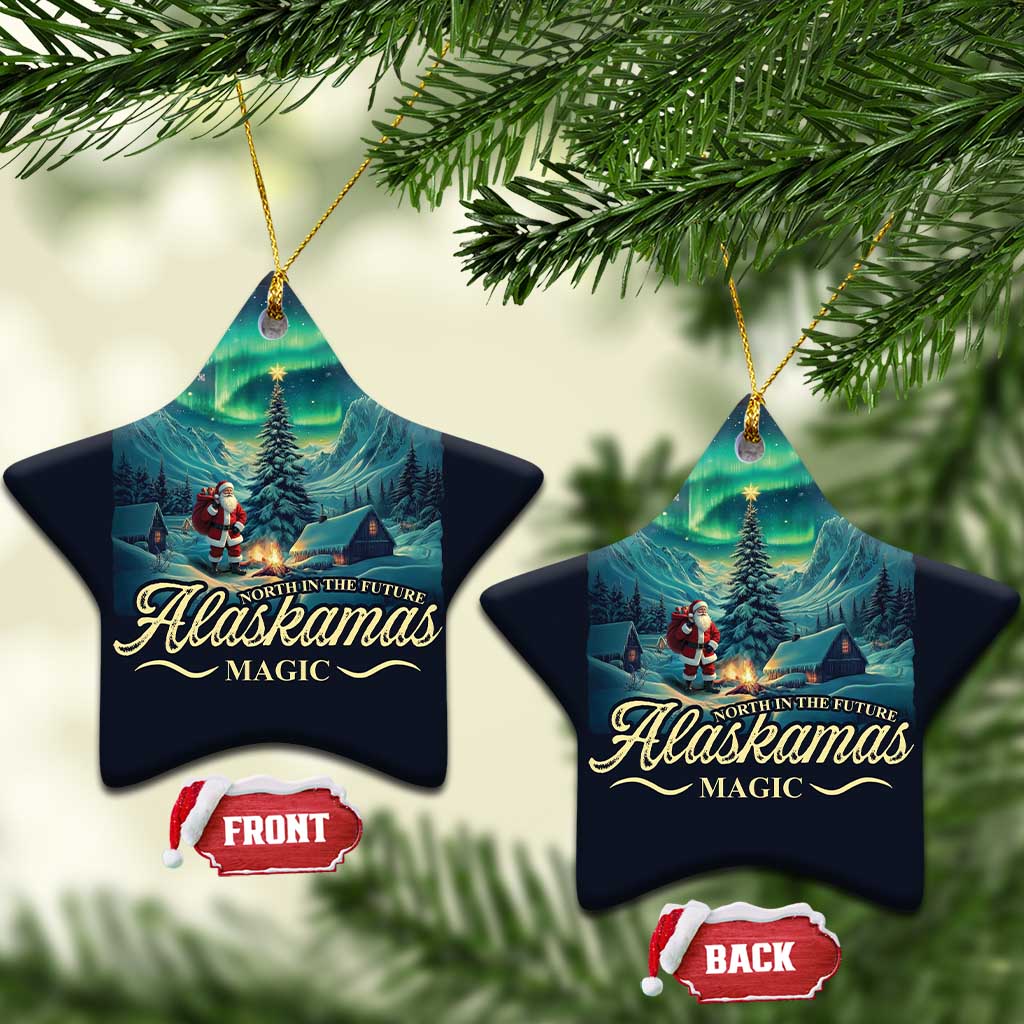 Xmas In Alaska Christmas Ornament Alaskamas Magic Aurora Santa TS09