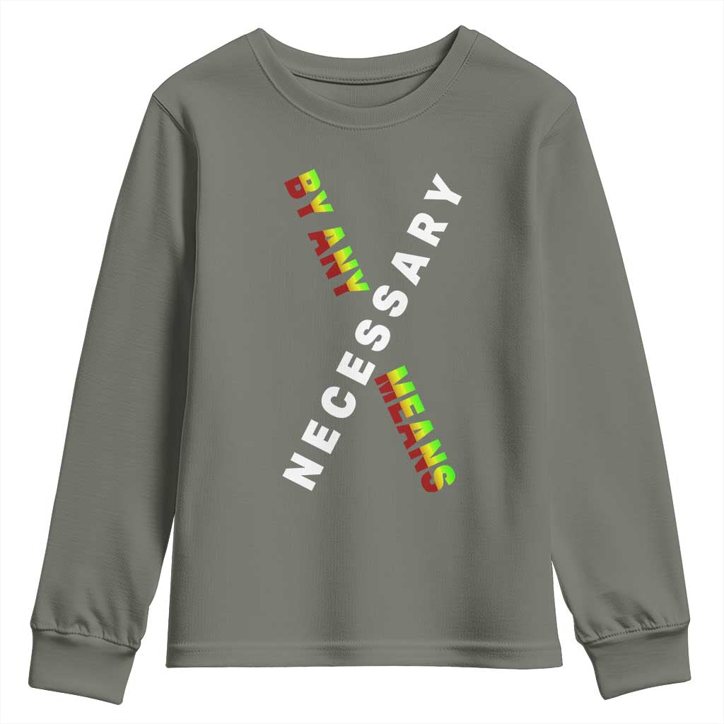 Malcolm X Youth Sweatshirt By Any Means Necessary Black History TS09
