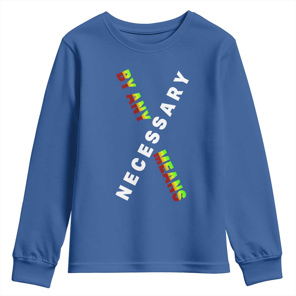 Malcolm X Youth Sweatshirt By Any Means Necessary Black History TS09