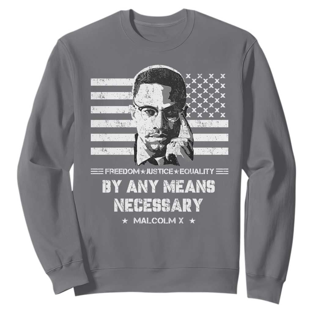 Malcolm X Sweatshirt By Any Means Necessary American Flag TS09