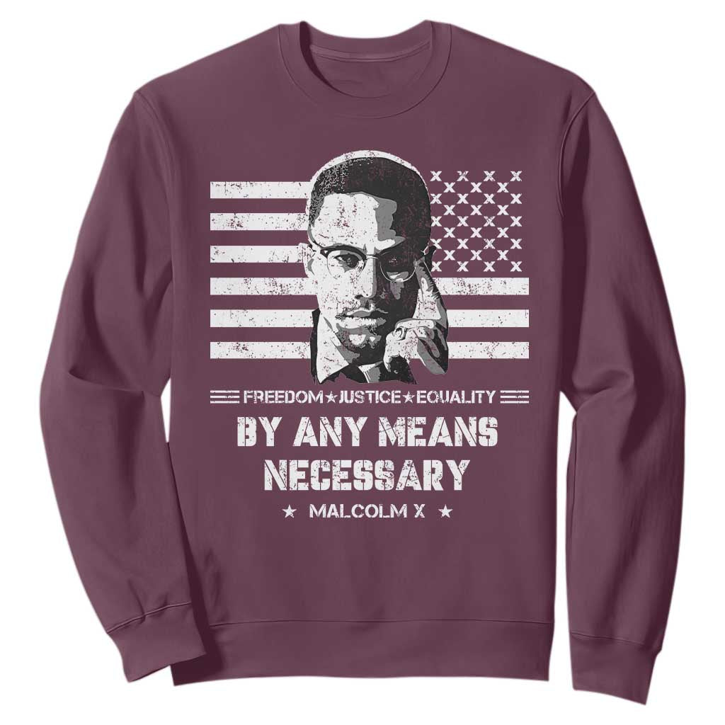 Malcolm X Sweatshirt By Any Means Necessary American Flag TS09